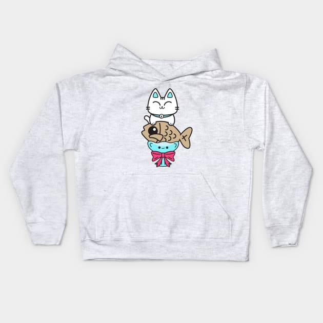 Taiyaki Cat Kids Hoodie by plattercats